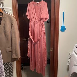 Baltic Born Sicily Satin Maxi Dress in Blush.